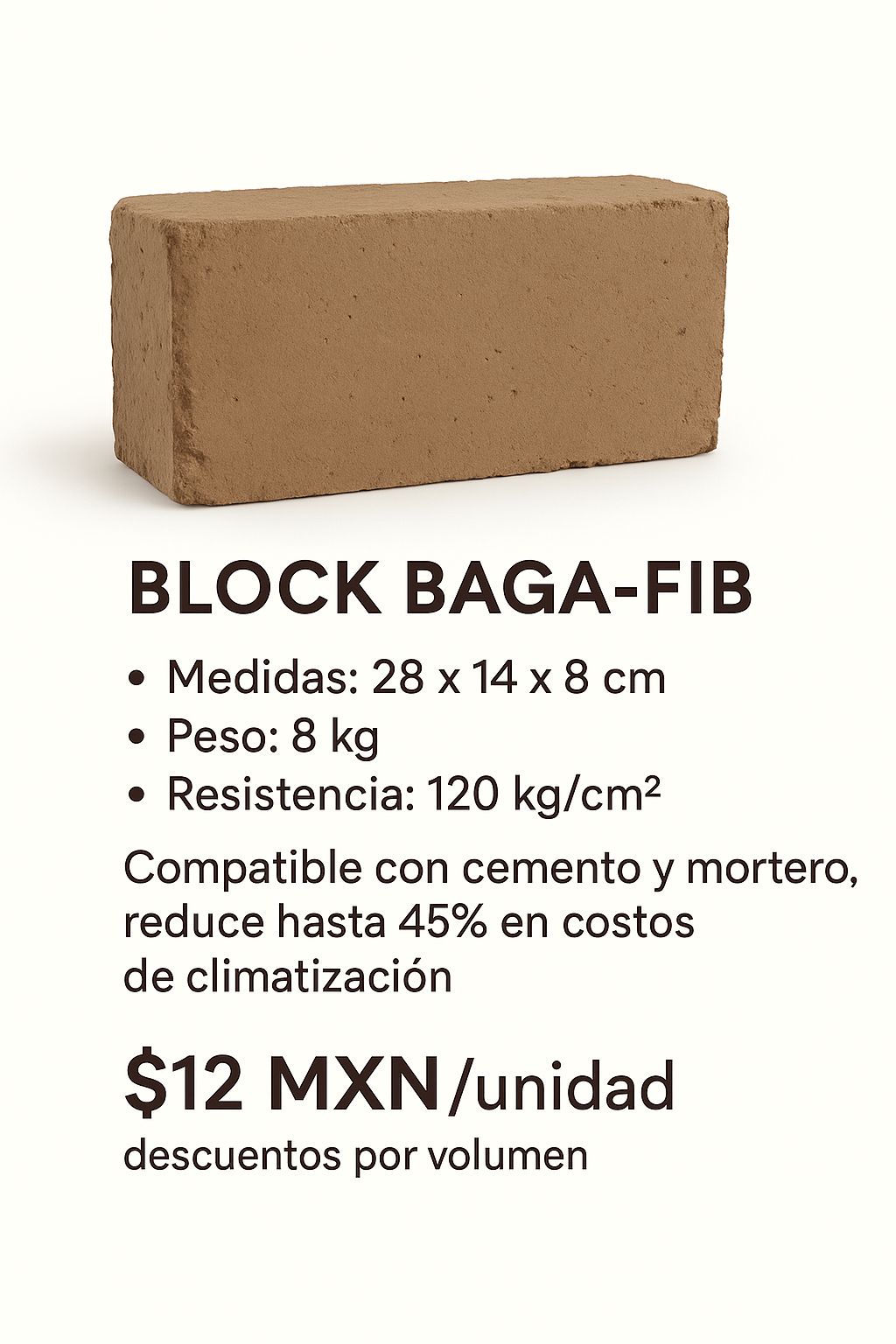 Block Baga Fib con especificaciones técnicas